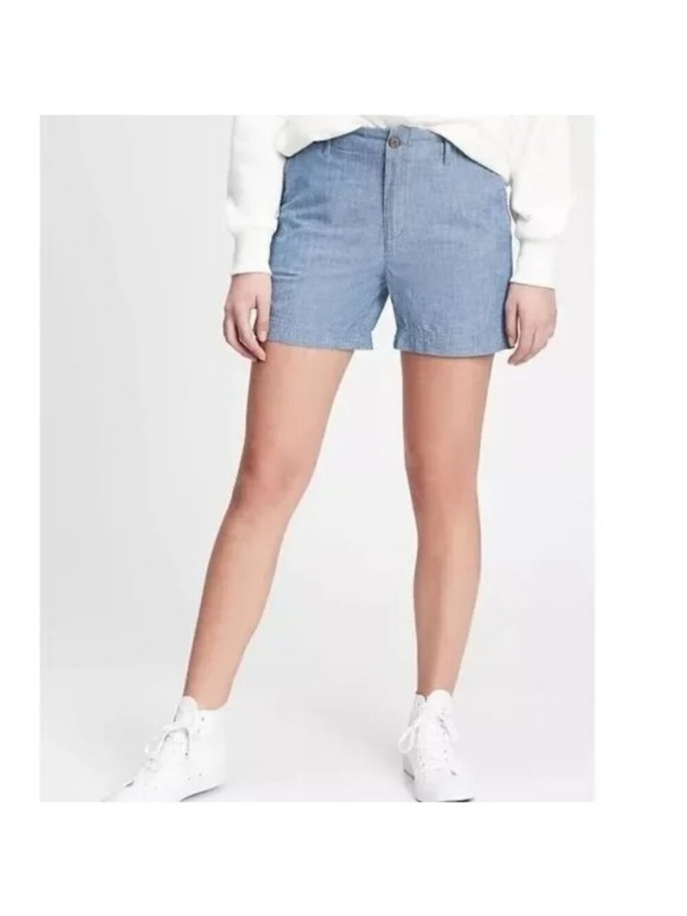 GAP Chambray Shorts Size 16 Mid Rise 5" Cotton Summer City Coastal Modern NEW